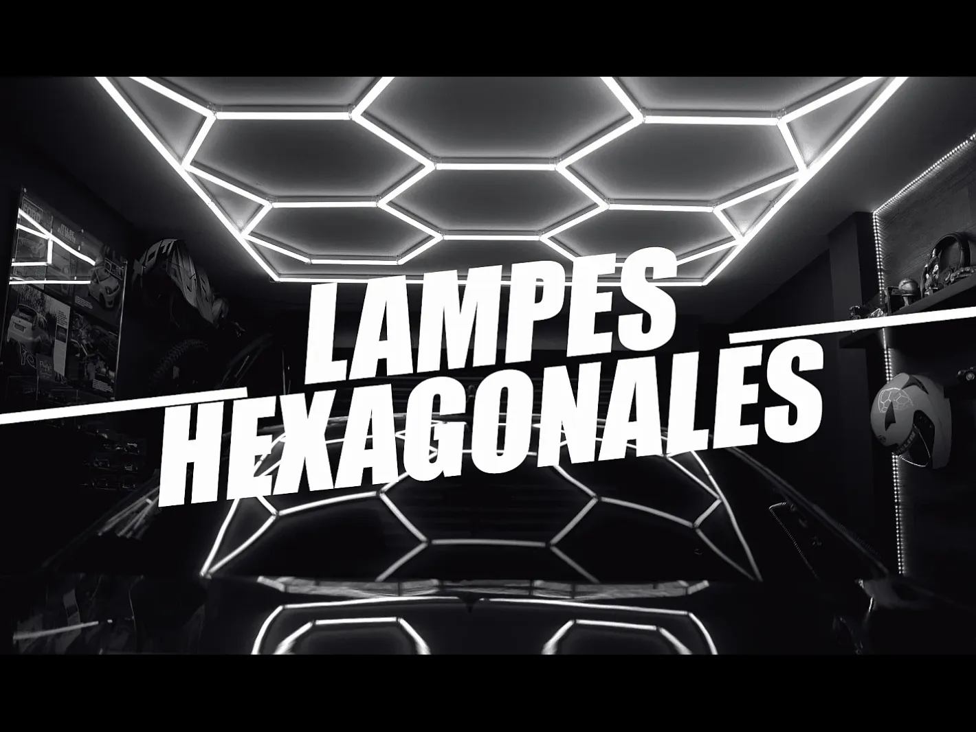 Monstershop Plafón-Luz LED hexagonal 14 luces y borde Detalle del coche Garaje Taller Gimnasio Panal Blanco