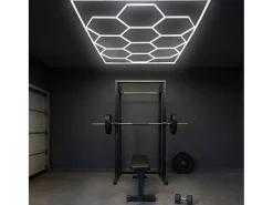 Monstershop Plafón-Luz LED hexagonal 10 panales y borde Detalle del coche Garaje Taller Gimnasio Panal Blanco