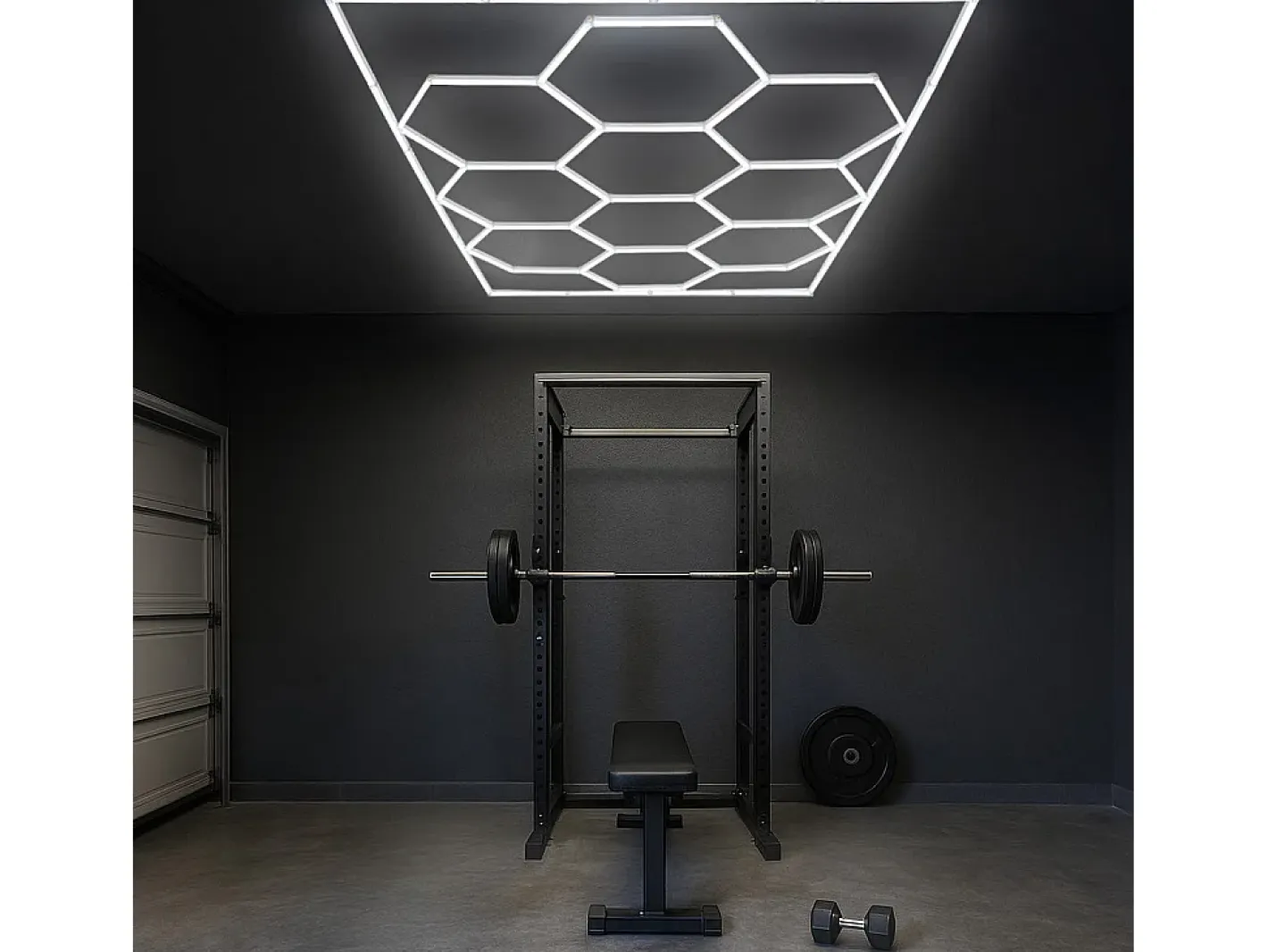 Monstershop Plafón-Luz LED hexagonal 10 panales y borde Detalle del coche Garaje Taller Gimnasio Panal Blanco