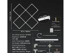 Luzes de Garage SucceBuy Cuadradas a LED 22 000 lm 5 Rejas para Iluminación de Detalle de Auto Blanco Sale