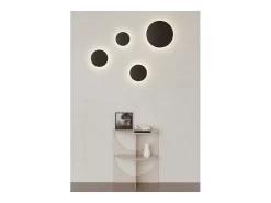 New Mac Mini Wall - Aplique LED de pared de 6 W con interruptor CCT, 2700-3200-4000 K, aluminio, aplique de pared de 360 grados - Beneito & Faure Negro