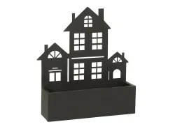 Clearance J-Line Maceta colgante en forma de casa de metal L40*l10*H47cm Negro