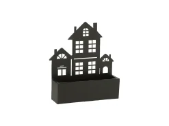 J-Line Maceta colgante en forma de casa de metal L30*l8*H36cm Negro Hot