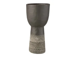 J-Line Maceta con decoración étnica en cemento de 23x23x50cm Gris