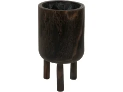 Clearance LANA DECO Maceta con pie madera paulonia marrón Alt. 34 cm Marru00f3n