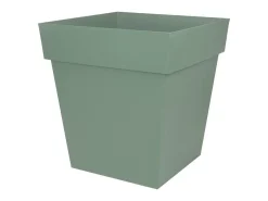 New EDA Maceta cuadrada Toscana 50 cm Verde laurel - Robusta, Fabricada en Francia, Resistente a los rayos UV y al hielo Caqui