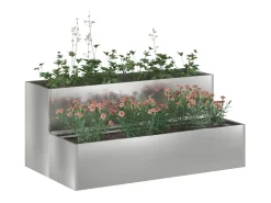 Maceta para Jardín | Jardinera | Macetero 100 x 60 x 45 cm Acero galvanizado Plateado Clearance