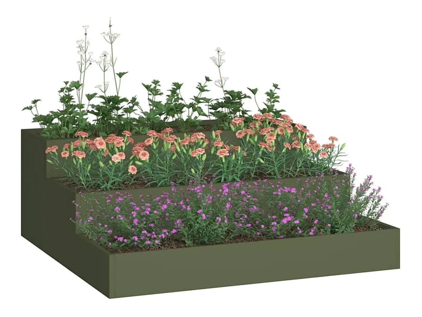 Macetero-Maceta para Jardín | Jardinera | Macetero oliva 90 x 90 x 35 cm Acero Verde