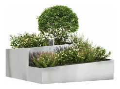 Maceta para Jardín | Jardinera | Macetero 100 x 100 x 50 cm Acero galvanizado Plateado