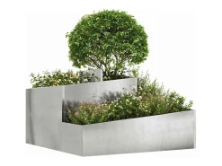 Macetero-Maceta para Jardín | Jardinera | Macetero 80 x 80 x 50 cm Acero inoxidable Plateado