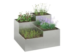 Maceta para Jardín | Jardinera | Macetero 80 x 80 x 60 cm Acero galvanizado Plateado Discount