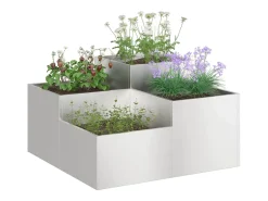Sale Maceta para Jardín | Jardinera | Macetero 100 x 100 x 48 cm Acero inoxidable Plateado