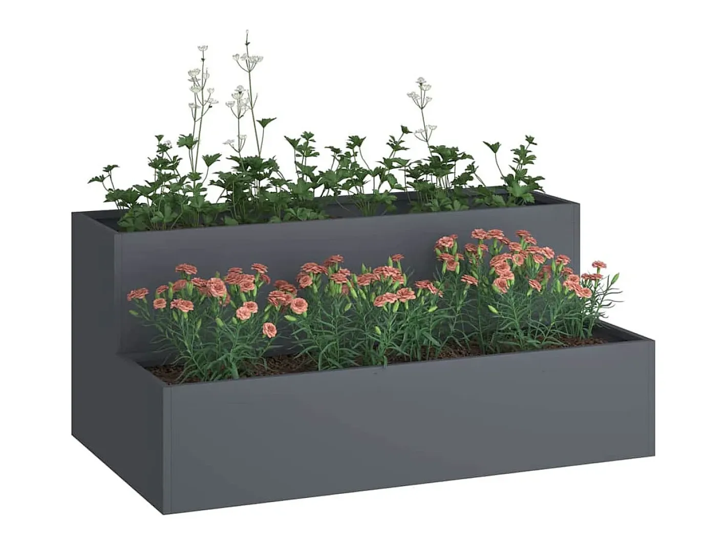 Maceta para Jardín | Jardinera | Macetero Antracita 100 x 60 x 45 cm Acero Gris Clearance