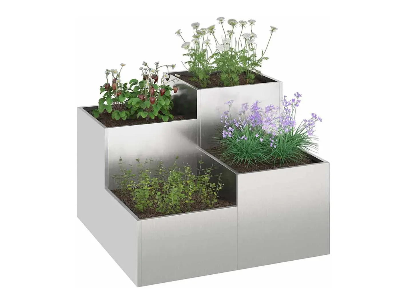 Maceta para Jardín | Jardinera | Macetero 100 x 100 x 60 cm Acero inoxidable Plateado Outlet