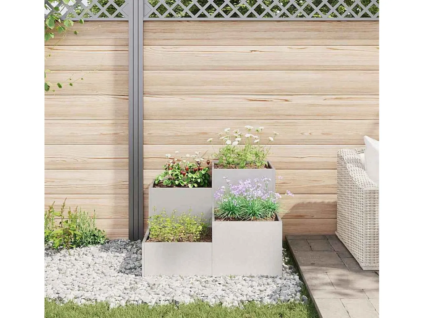 Maceta para Jardín | Jardinera | Macetero 100 x 100 x 60 cm Acero inoxidable Plateado Outlet