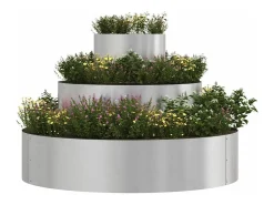 Clearance Maceta para Jardín | Jardinera | Macetero 90 x 90 x 20 cm Acero inoxidable Plateado