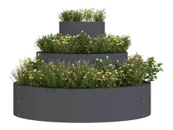 Macetero-Maceta para Jardín | Jardinera | Macetero Antracita 90 x 90 x 20 cm Acero Gris