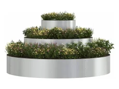 Maceta para Jardín | Jardinera | Macetero 120 x 120 x 20 cm Acero galvanizado Plateado New