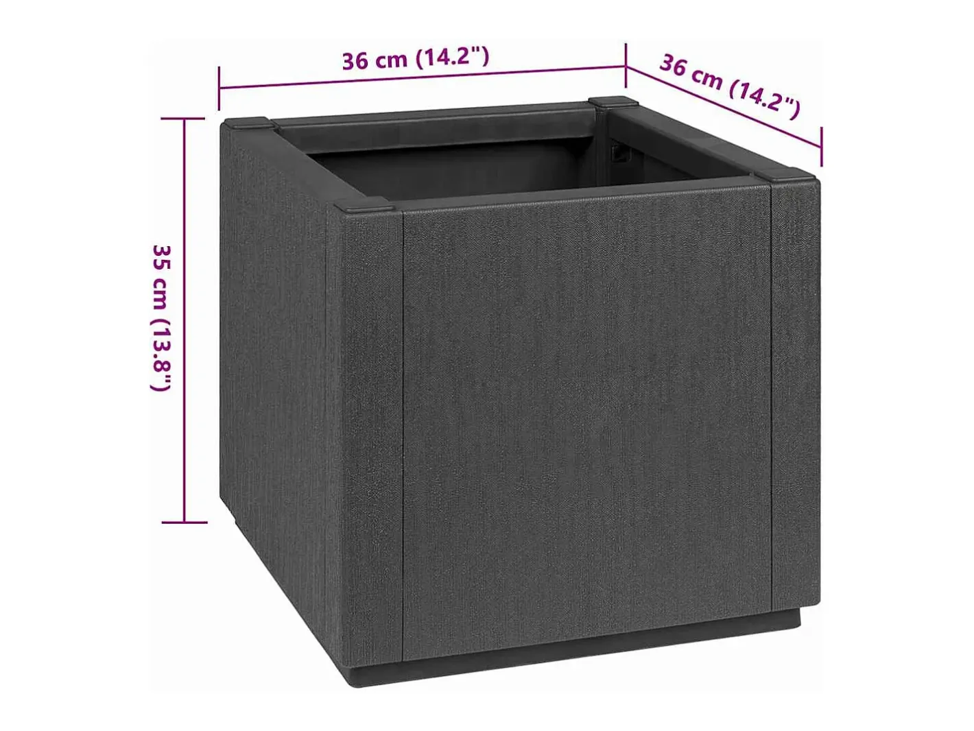 Discount Maceta para Jardín | Jardinera | Macetero Antracita 36 x 36 x 35 cm Polipropileno Gris