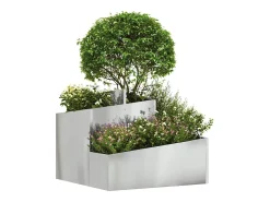 Macetero-Maceta para Jardín | Jardinera | Macetero 60 x 60 x 50 cm Acero galvanizado Plateado
