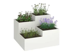 Maceta para Jardín | Jardinera | Macetero 100 x 100 x 60 cm Acero Blanco