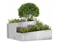 Macetero-Maceta para Jardín | Jardinera | Macetero 80 x 80 x 50 cm Acero galvanizado Plateado