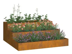 Macetero-Maceta para Jardín | Jardinera | Macetero Oxidado 90 x 90 x 35 cm Acero oxidado Naranja