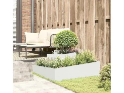 Maceta para Jardín | Jardinera | Macetero 100 x 100 x 50 cm Acero Blanco