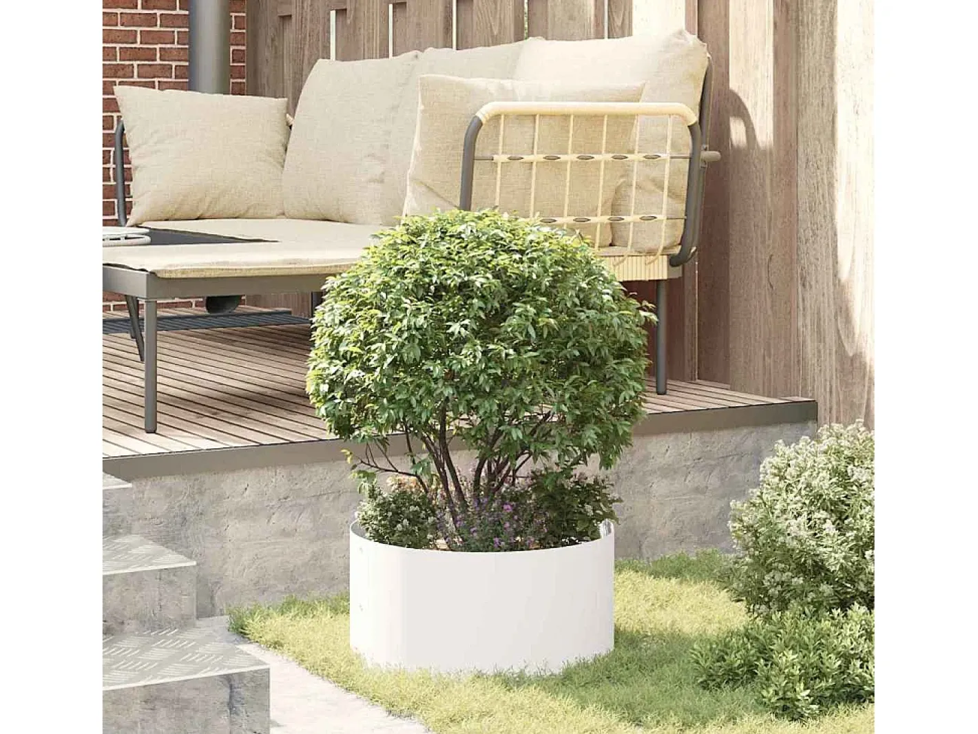 Maceta para Jardín | Jardinera | Macetero 40 x 40 x 20 cm Acero Blanco Online