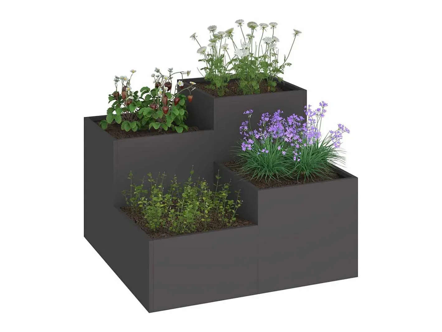 Macetero-Maceta para Jardín | Jardinera | Macetero 80 x 80 x 60 cm Acero Negro