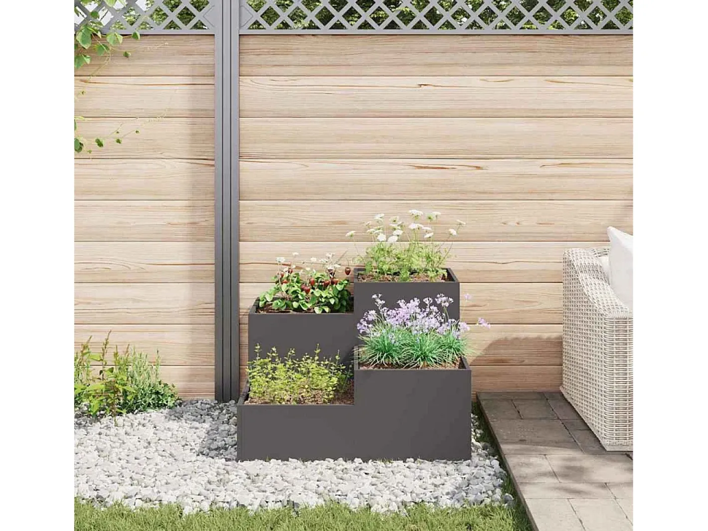 Macetero-Maceta para Jardín | Jardinera | Macetero 80 x 80 x 60 cm Acero Negro
