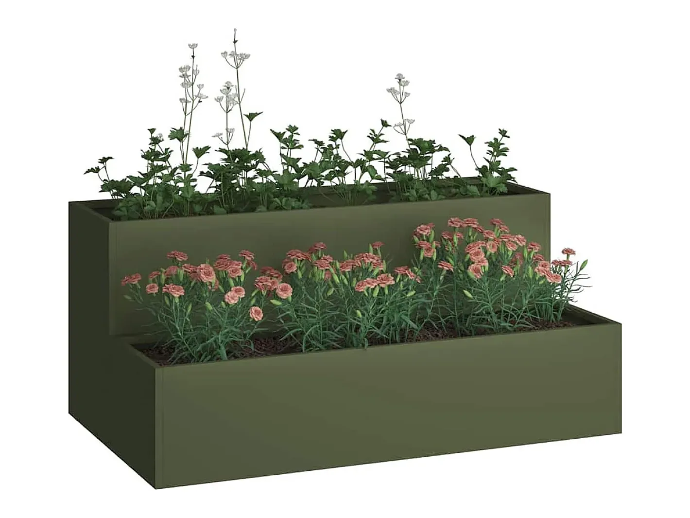 Discount Maceta para Jardín | Jardinera | Macetero oliva 100 x 60 x 45 cm Acero Verde