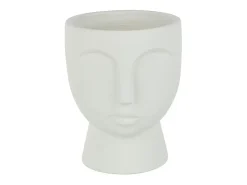 Outlet J-Line Macetero cara de cerámica blanca 18,5x18x22 cm Blanco