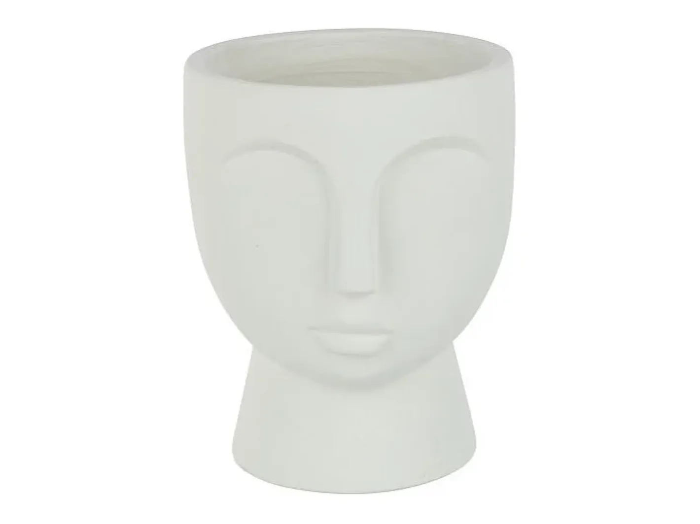 Outlet J-Line Macetero cara de cerámica blanca 18,5x18x22 cm Blanco