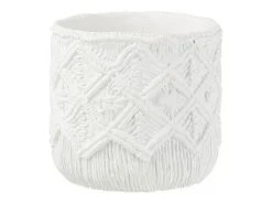 LANA DECO Macetero-Macetero con diseños en cemento de 20x20x18 cm Blanco