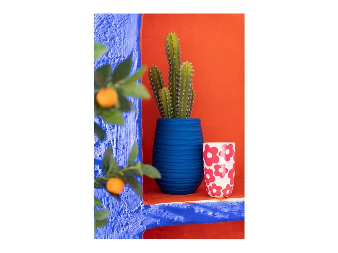 J-Line Macetero-Macetero de cerámica 22*19*30 cm Azul