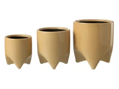 LANA DECO Macetero-Macetero de cerámica de 15x15x17 cm Beige