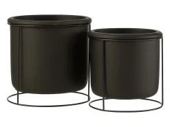 Outlet LANA DECO Macetero de cerámica de 20x20x19.5 cm Negro