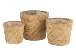 LANA DECO Macetero-Macetero de madera natural 20x20x17 cm Beige