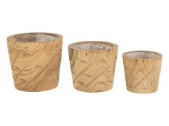 LANA DECO Macetero-Macetero de madera natural 20x20x17 cm Beige