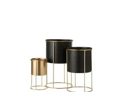 LANA DECO Macetero de metal de 18x18x32 cm Negro Outlet