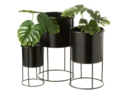 LANA DECO Macetero de metal de 18x18x32 cm Negro Outlet