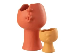 J-Line Macetero-Macetero de porcelana ocre de 21x17x30 cm Marru00f3n