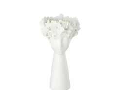 LANA DECO Macetero en forma de cabeza de plástico 23x23x40 cm Blanco New
