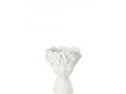 New LANA DECO Macetero en forma de cabeza de plástico 21x21x23 cm Blanco