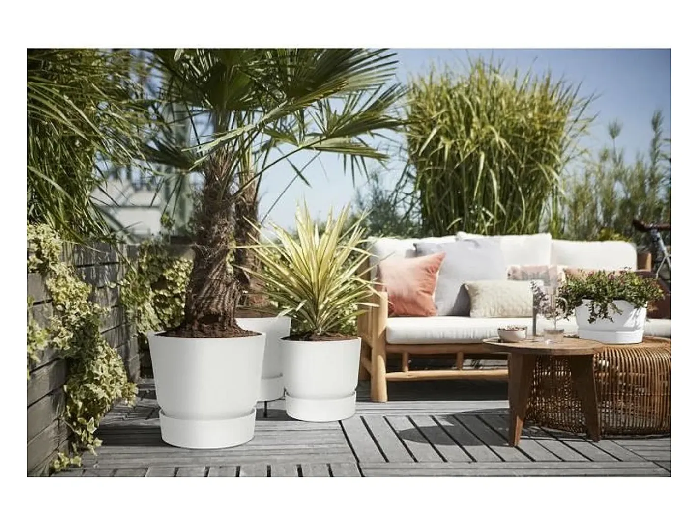 Outlet ELHO Macetero redondo 30 - Exterior Ø 29,5 x 27,8 cm - Blanco
