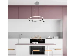 Lámpara Suspendida-Malena Suspensión en metal y aluminio cromado pulido con LED integrado y cables eléctricos regulables 115 Ø50 BL247-SCR Plateado