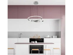 Lámpara Suspendida-Malena Suspensión en metal y aluminio cromado pulido con LED integrado y cables eléctricos regulables 115 Ø50 BL247-SCR Plateado