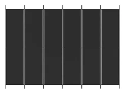 Mampara divisoria 6 paneles Tela Negra 300x220 cm Negro