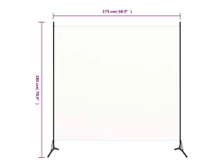 Biombo-Mampara divisoria blanca de tela 175x180 cm Blanco